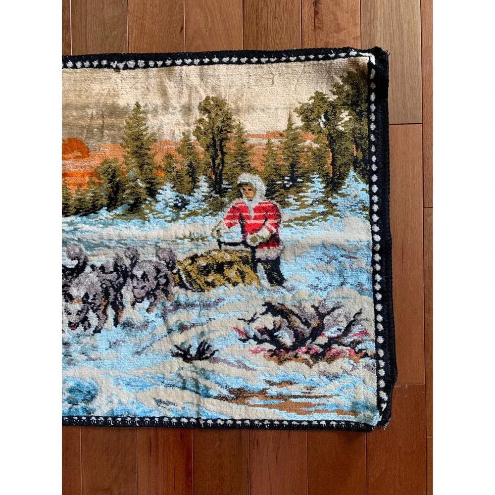 Vintage Italian Tapestry Wall Hanging Rustic Cabin Decor‎ 1960s